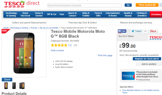Tesco Mobile offering the Moto G for £99