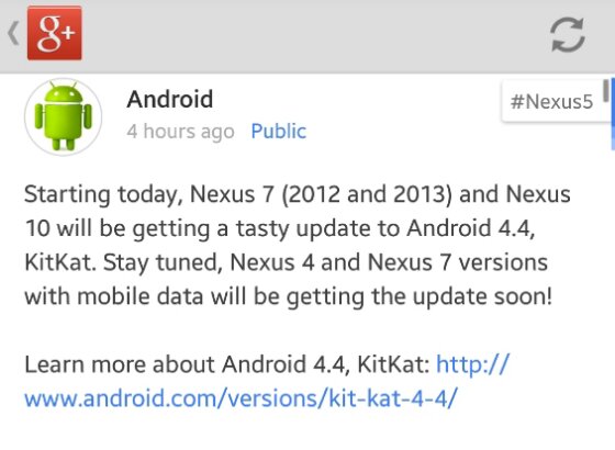 Android 4.4 KitKat rolling out to Nexus 7s, Nexus 10