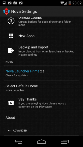Nova Launcher 2.3 erm... launches