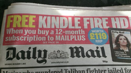 Get an over expensive Kindle with the Daily Mail