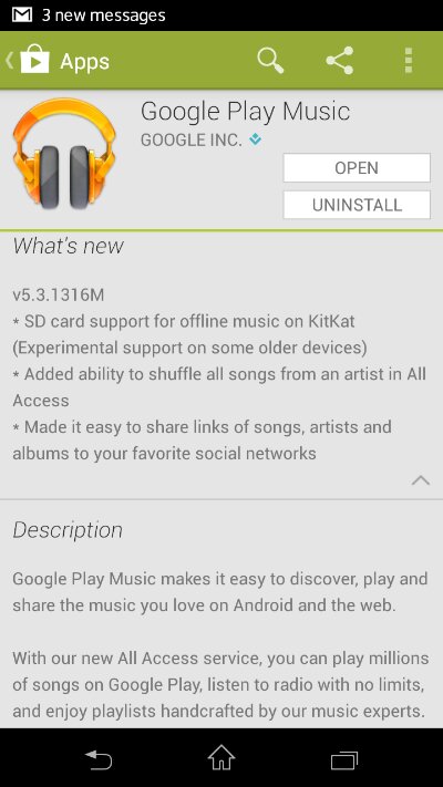 Google Play Music updated. Offline music storage added