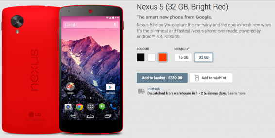 Red Nexus 5 now on sale via Google