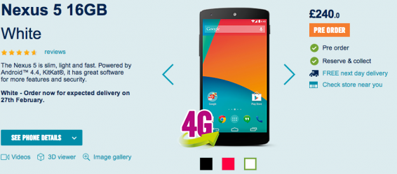 Nexus 5 now only £240 unlocked