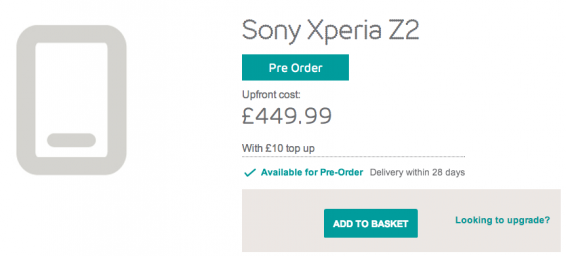 EE reveal Xperia Z2 PAYG price