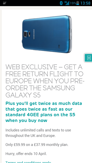 EE announce their pre order Samsung Galaxy S5 deal