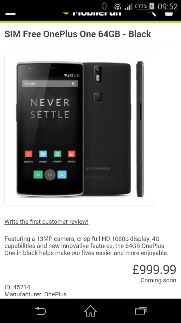 OnePlus One preorder with Mobile Fun