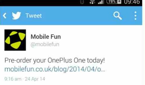 OnePlus One preorder with Mobile Fun