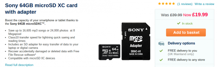 Cheap microSD card for the weekend