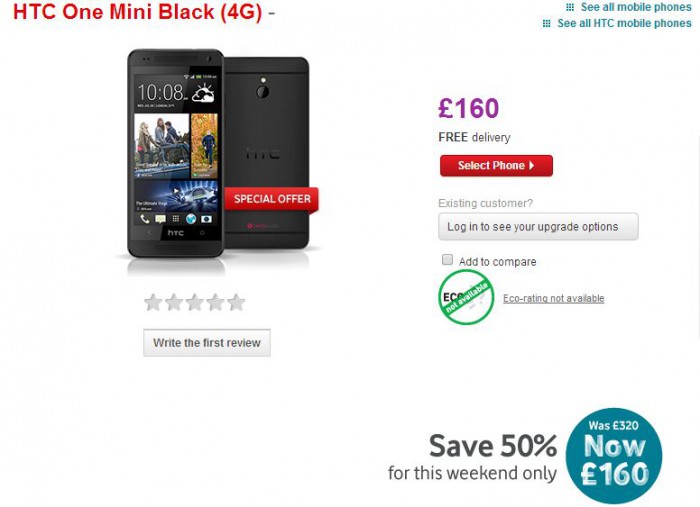 Vodafone offering up the HTC One mini for just £160