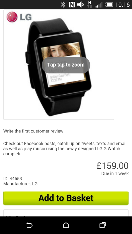 LG G Watch also available from Mobile Fun
