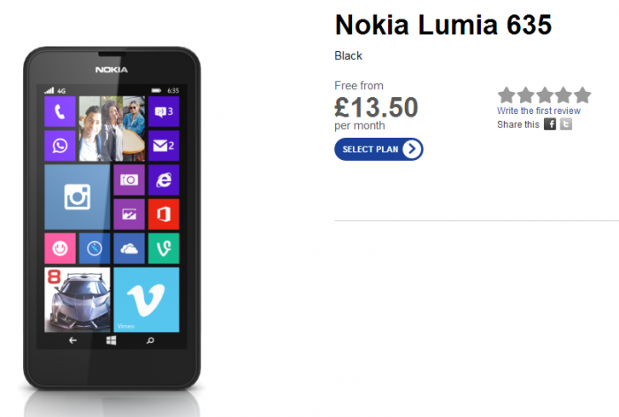 Phones 4u start selling the Lumia 635. Available today