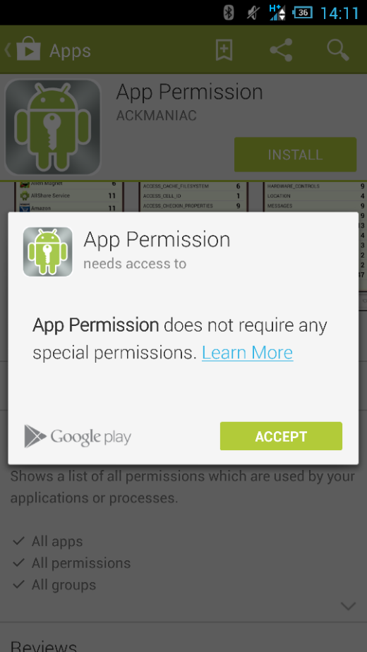 Android App permissions. Noticed something?