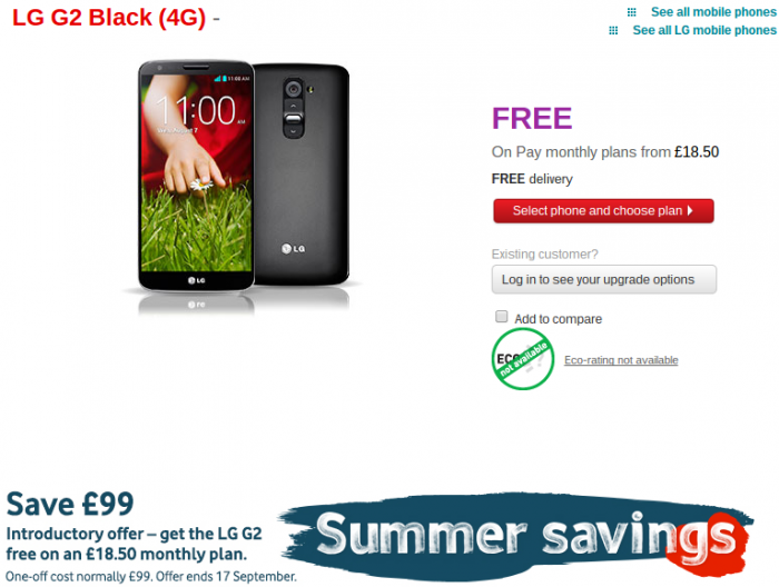 LG G2 going cheap on Vodafone