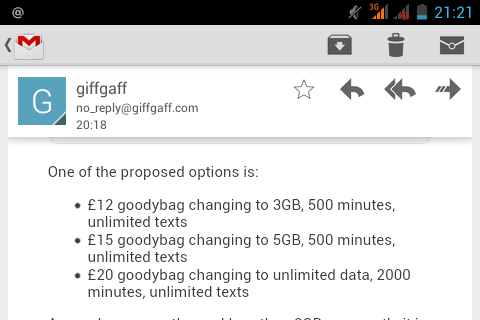 giffgaff considering package changes