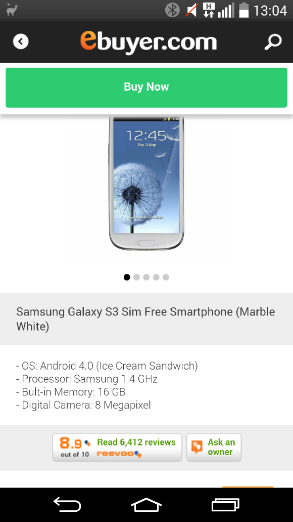 Samsung Galaxy S3   SIM Free, £199.98