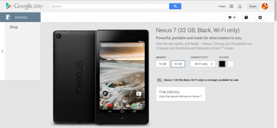 Nexus 7 no longer available on UK Play Store