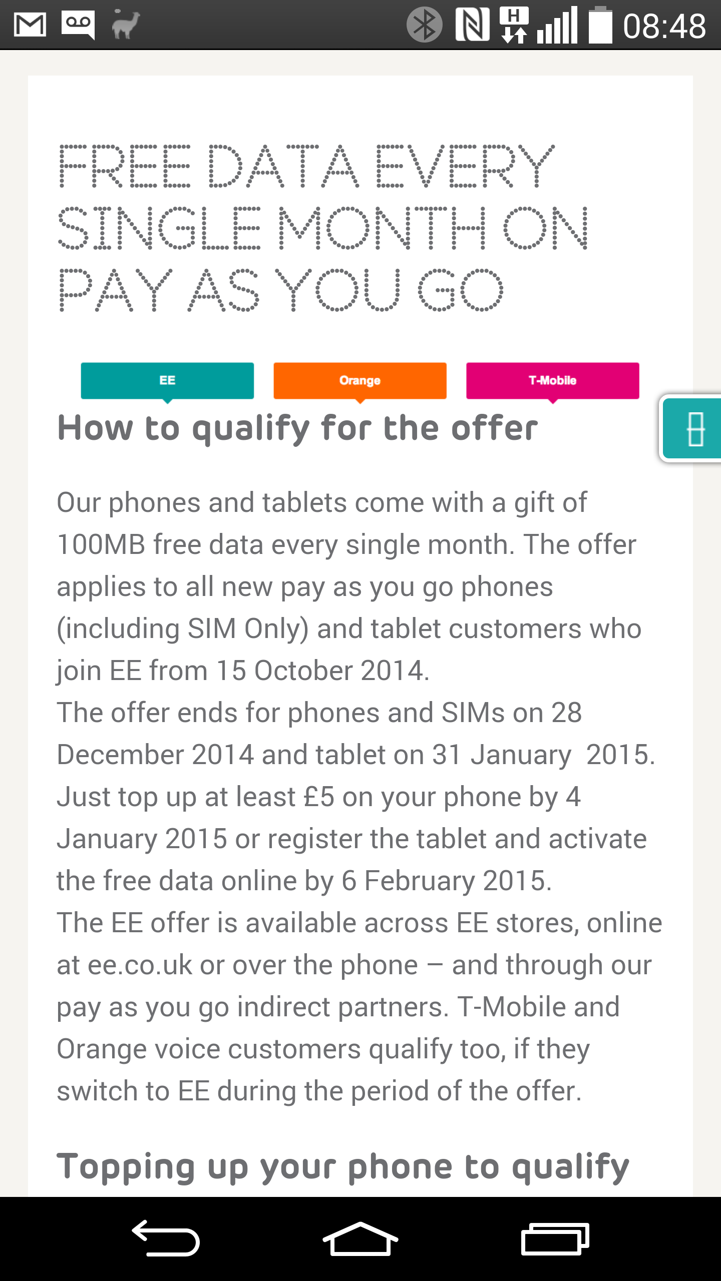 Free data on EE every month