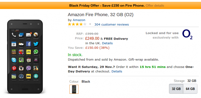 Black Friday   Amazon Fire Phone £150 off