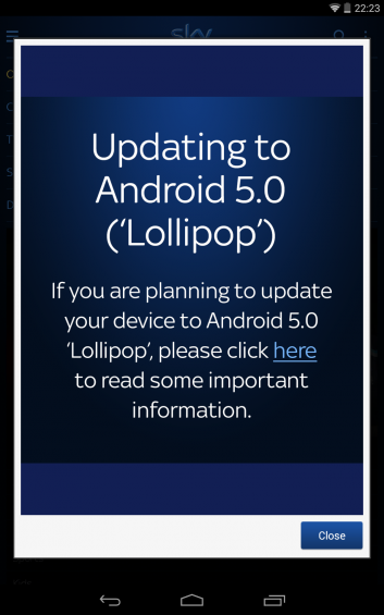 Sky Go or Android Lollipop? That is the question...