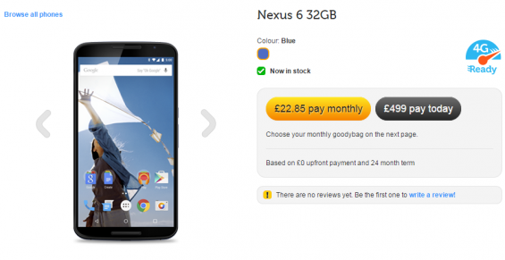 Nexus 6 available with several networks