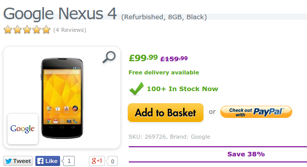 Deal   Reconditioned Google Nexus 4