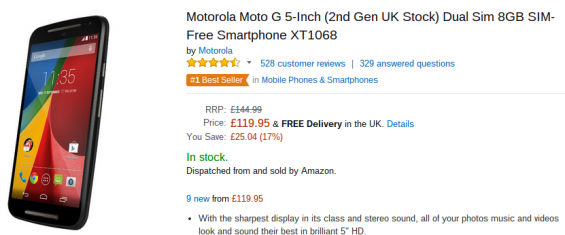 Moto G 2nd gen down in price