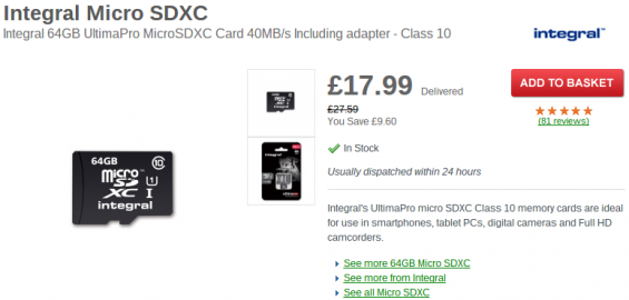 64GB microSD card deal
