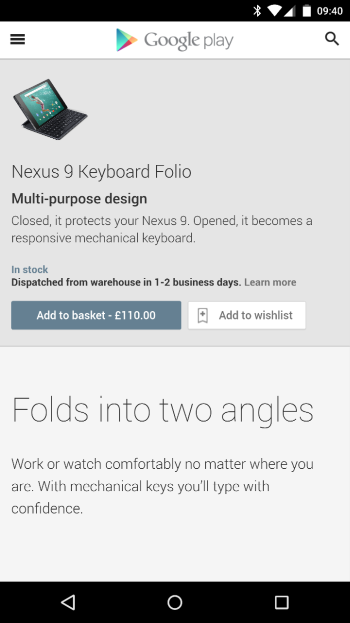 Nexus 9 Keyboard Folio now available in the UK