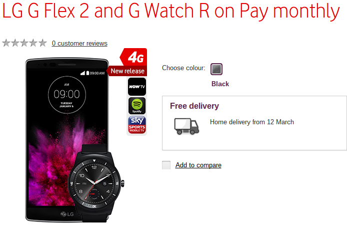 Vodafone offer up the LG G Flex2 with free G Watch R