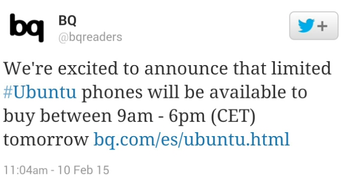 BQ to sell the Ubuntu Phone tomorrow