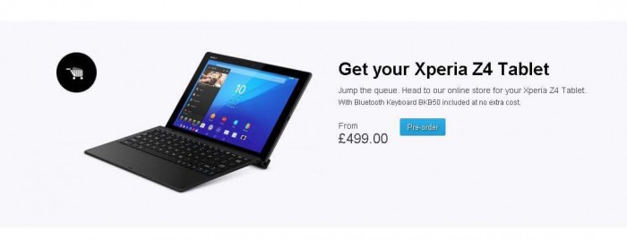Pre order a Sony Xperia Z4 Tablet and get the keyboard free