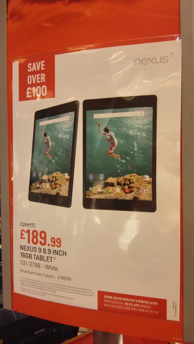 Google Nexus 9 (16GB) now £179.99 at Argos