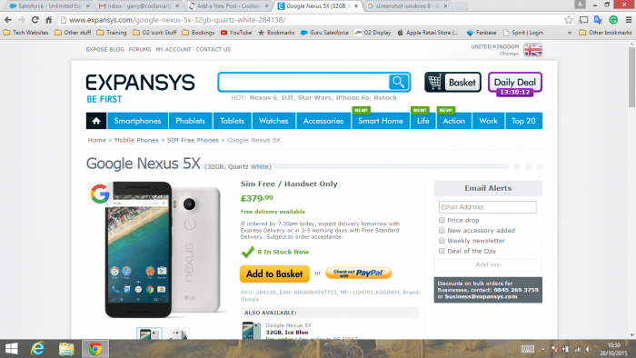 Nexus 5X also available from Expansys