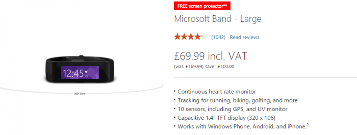 Original Microsoft Band reduced again   now £69.99