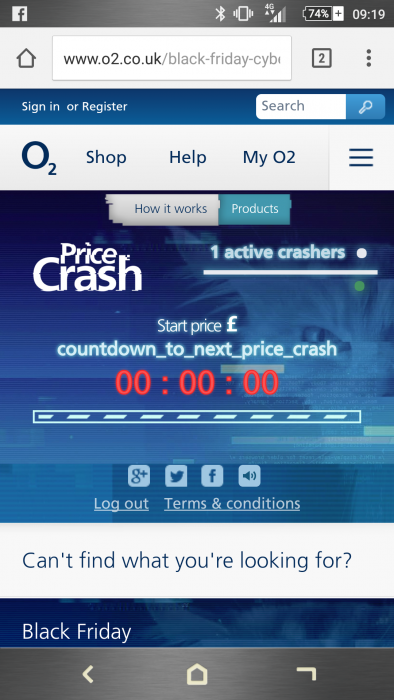 O2 Pricecrash has ... well, crashed