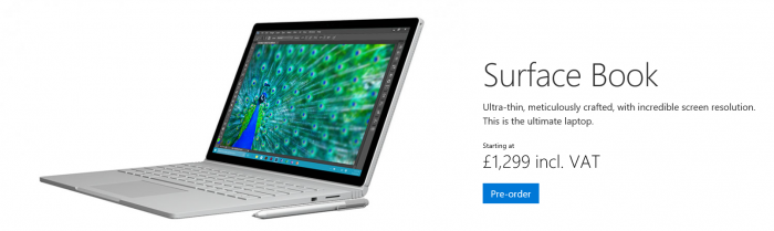 Microsoft Surface Book now available for pre order in the UK
