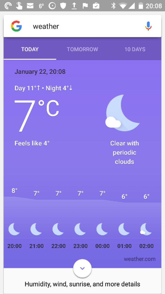 Google updates its Now Weather app