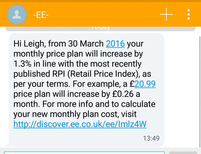 EE increases prices as part of their yearly RPI rise