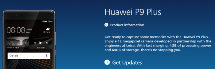 Huawei P9 Plus coming to O2 too