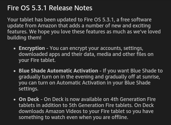 Amazon Fire tablets updated to Fire OS 5.3.1