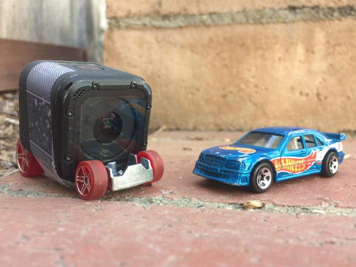 Hot Wheels stunts, filmed on a tiny car camera