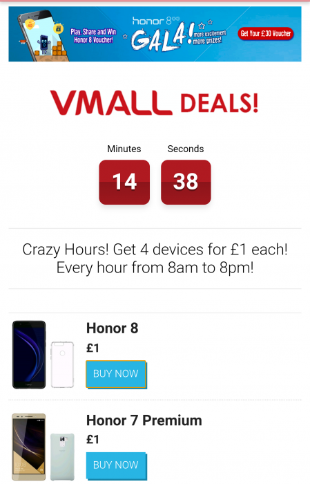 Honor   Crazy Hours could bag you a phone for £1