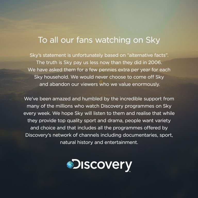 Sky to add internet TV services, but the Discovery channels are about to go