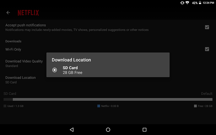 Netflix now allows content to be saved to SD Card.