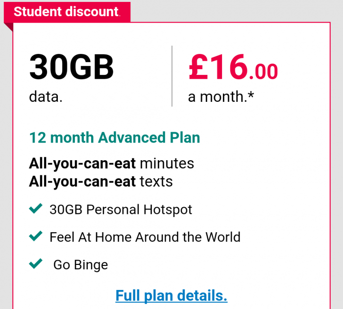 Three have a student discount offering. 30GB for just £16 p/m