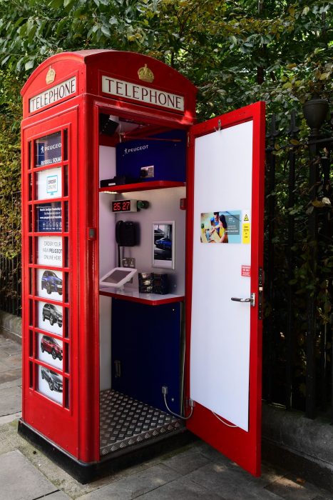 Peugeot announce new car dealership... in a phone box