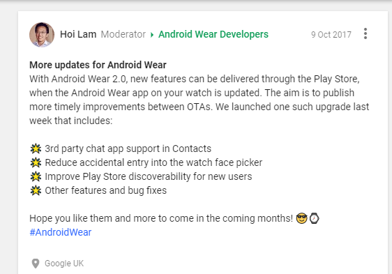 Updates to Android Wear to be made available via the Play Store
