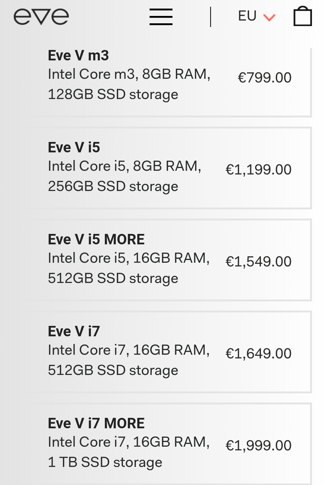 Eve Tech announces the retail price for Eve V 2 in 1