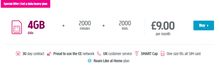 £9 every month for 4GB of data