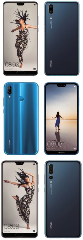 The Huawei P20, P20 Lite and P20 Pro. Pictured.